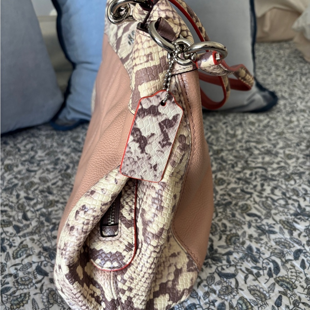 Coach Snakeskin and Pink Leather Shoulder Bag - Picture 4 of 5